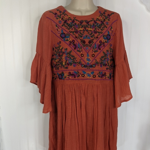 UMGEE Boho Bliss Embroidered Swing Dress Sz S - Picture 2 of 12